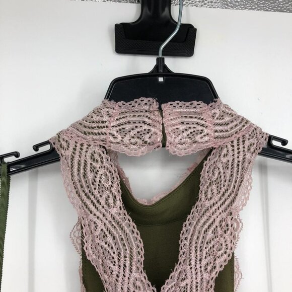 Free People Natasha Pink Green lace halter  mini bodycon dress - Picture 8 of 16